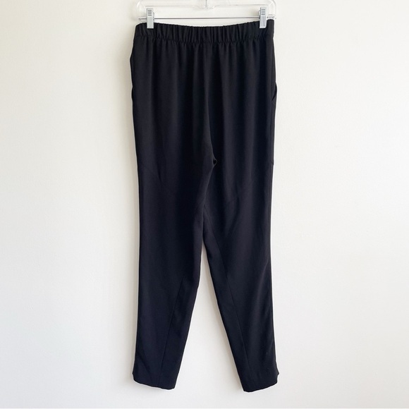 St. John crepe tie wrap bow crepe pants pull on black size 2 office luxury solid - Picture 2 of 13